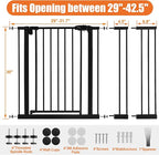 keny 29"-42.5" Baby Gate for Stairs, Auto Close Safety Dog Gate, Pressure Mounted Easy Walk Through Pet Gate for Doorways, Durable Stair Gate, 30" Tall, Black