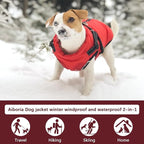 Aiboria Dog Coat for Winter Waterproof Dogs Jackets Windproof Fleece Small Dog Vest Harness Winter Padded Pet Black L