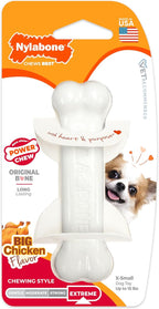 Nylabone Power Chew Classic Bone Chew Toy for Dogs, Durable Dog Toys for Aggressive Chewers, Chicken Flavor, X-Small/Petite - Up to 15 lbs. (1 Count)