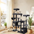 Indoor Cat Tree for Large Cats, 64.5 Inch Multi-Cat Cat Tree, Includes 3 Perches, 2 Cat Beds, 2 Hanging Baskets, Ideal for Multiple Cats to Play (Grey)