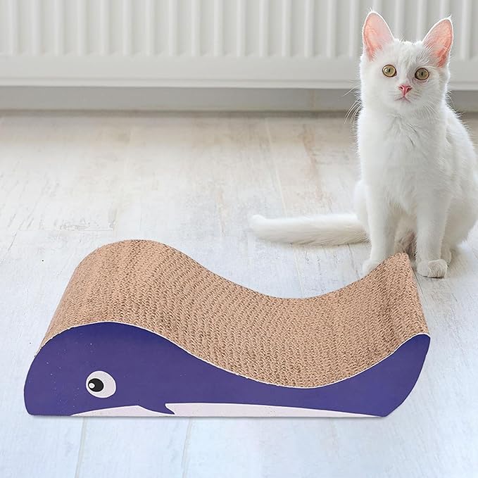 ing Pads Corrugated Scratching Couch Large Reversible Scratching Board er Cardboard for Cats Scratching, Whales, 41cmx21cmx11cm