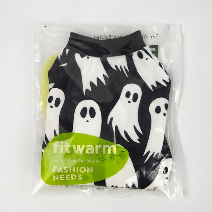 Fitwarm Halloween Ghost Dog Pajamas, Funny Halloween Costumes for Dogs, Fleece Dog Onesie with Feet, Doggy Clothes for Small Dogs Boy Girl, Pet Apparel, Black, White, XXL