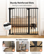 COMOMY 36" Extra Tall Baby Gate for Stairs Doorways, Fits Openings 29.5" to 43.3" Wide, Auto Close Sturdy Safety Dog Gate for House, Pressure Mounted Easy Walk Through Pet Gate with Door, Black