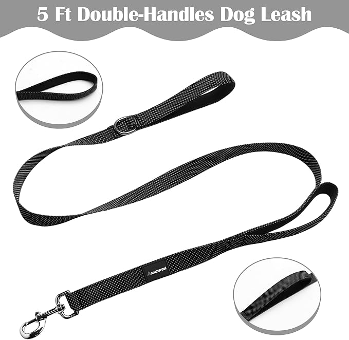 Annchwool No Pull Dog Harness with Front Clip and Easy Control Handle-Belly & Chest Adjustable Dog Harness and Leash Set for Medium Large Dogs-Heavy Duty Vest Harnesses Easy for Walking(Black,XL)