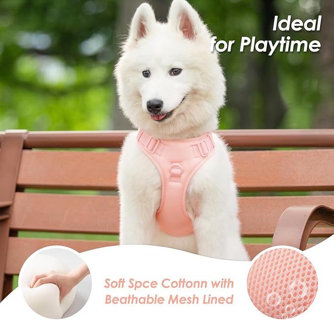 No Pull Dog Harness, Puppy Vest with Front Clip for Small Medium Large Sized Dog(Light Pink,S)