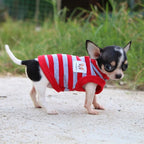 LOPHIPETS 100% Cotton Striped Dog Shirts for Small Dogs Chihuahua Puppy Clothes Tank Vest-Red and Gray Strips/XS