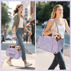 PetsHome Dog Carrier Purse, Pet Bag, Waterproof Premium Leather Pet Travel Portable Bags for Cat and Small Dog Home & Outdoor Small Purple