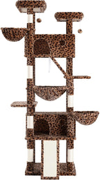 WEEWAY Cat Tree Tower for Indoor Cats,81'' Multi-Level Cat Furniture Activity Center,Stand House Condo Cave,Sisal Scratching Posts Ramps,Plush Perches Platforms Basket Hammock,Leopard Print