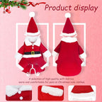 QETRABONE Small Dog Cat Christmas Santa Claus Costume - Red Santa Hat Scarf Cosplay Dressing Up Xmas Party New Year Clothing Accessories (X-Large)