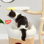 KAMABOKO 52.4" Flower Cat Tree, Cute Cat Tree House for Indoor Cats, Cloud Cats Tree Tower with Cat Condo, Sisal Scratching Posts, Hanging Toys for Playing