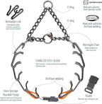 Herm Sprenger Black Stainless Steel Dog Collar with Quick Release ClicLock Buckle O-Ring Biothane Insert Training Collar Made in Germany (Hunter Orange, 23in x 3.2mm(Neck Size up to19-20in))
