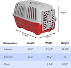 MidWest Homes for Pets Spree Travel Carrier - Hard-Sided Dog & Cat Carrier, Small Pet Travel Crate with Handle, Ventilated Design, Durable Plastic Door, Easy Assembly, 22-Inch, Red