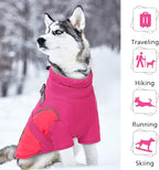 ROZKITCH Dog Winter Coat, Dog Coat for Autumn Winter with Turtleneck, Pet Clothes with Adjustable Waist Strap, Soft Warm Pet Clothing with Reflective Strip for Small Medium Large Dogs Rose Red 3XL