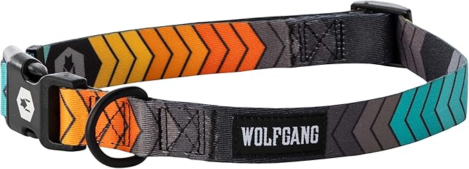 Wolfgang Heavy Duty, Adjustable Dog Collar with Quick Release Nylon Buckle for Walking & Training, ChevTech Print, Large