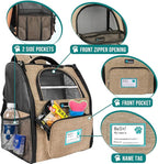 PetAmi Dog Backpack Carrier for Small Large Cat, Pet, Puppy, Ventilated Pet Hiking Backpack Travel Bag, Airline Approved Cat Backpack Carrier, Camping Biking Dog Bag Up to 18lbs Pet, Taupe