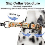 Martingale Collar for Dogs with Buckle Adjustable Nylon Slip No Pull Training Dog Collars (Beige Floral, Small)