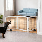 Dog Fence Indoor,Dog Gate Indoor for Doorway pet gate -3-Panel Freestanding, Hallways, House or Stairs -60x24-Inch Retractable Foldable Expandable Wood Pet by SFJC (White) ﻿ ﻿