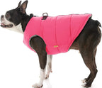 Gooby Padded Vest Dog Jacket - Solid Pink, Medium - Warm Zip Up Vest Fleece Jacket with Dual D Ring Leash Water Resistant for Small to Medium Dogs