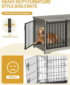 39.4" Heavy Duty Dog Crate Furniture with Barn Door, Wood Indoor Dog Crate Kennel for Small/Medium/Large Dogs, End Side Table, TV Stand, Greige Black DFC02305B