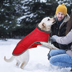 Fragralley Dog Coat Large, Waterproof Dog Jacket with Warm Fleece Lining, Adjustable Reflective Dogs Winter Coat, Turtleneck Pet Coats for Cold Weather (Red,L)