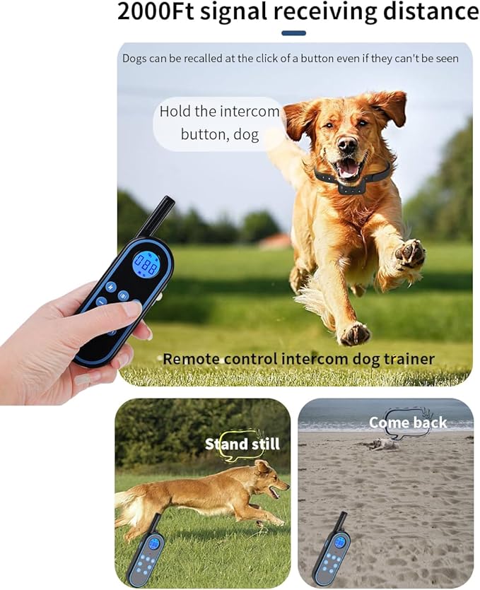 Voice intercom Dog Training Colla Shock Collar for Dogs Rechargeable -3300FT Dog Training Collar with Remote for Small, Medium & Large Dogs Voice intercom Dog Training Collar（1for1）