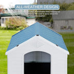 ZENY Plastic Dog House - Waterproof Dog Kennel with Air Vents and Elevated Floor All Weather Indoor Outdoor Insulated Doghouse Puppy Shelter, Easy to Assemble