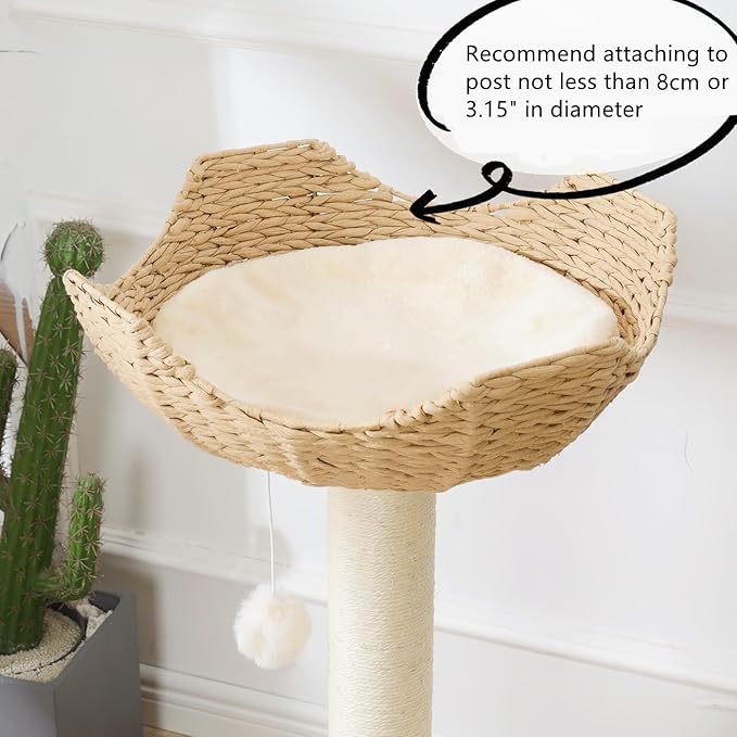 SHENGOCASE 2-Pack 18" Large Cat Tower Tree Add ons Accessories Replacement Part Basket Bed, Handwoven Wicker Rattan Nest Bowl with Soft Cushion