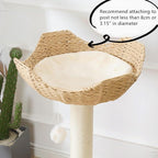 SHENGOCASE 18" Large Cat Tower Tree Add ons Accessories Replacement Part Basket Bed, Handwoven Wicker Rattan Nest Bowl with Soft Cushion