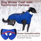 Dog Coat Winter Warm Dog Jackets for Large Dogs Reflective Snowsuit with Harness Fleece Dogs Snow Jacket Waterproof Pet Clothes for Cold Weather