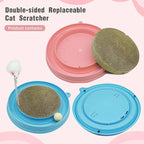3in1 Cat Scratcher,Round 3 in 1 Interactive Kitten Toys, Scratching Pad with Ball Track and Squeaky Mouse, for Bored Indoor Adult Cats Kitty Scratching Puzzle-Blue