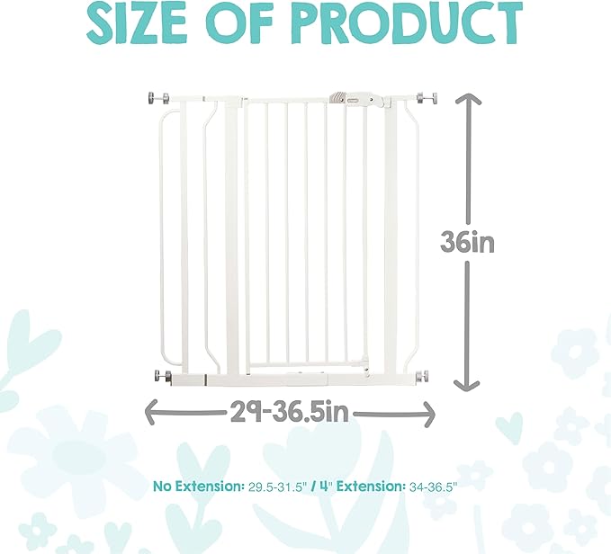Regalo Extra Tall Baby Gate for Doorways & Bottom of Stairs, Pressure Mount for Babies, Toddlers & Pets, Tested & Safe for 30 Years, American Designed, White