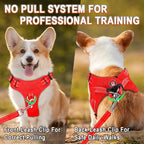 Dog Harness Step in Dog Vest Harness, Reflective Adjustable Puppy No Pull Harness Breathable Soft for Small and Medium Dogs Cats, Red, S