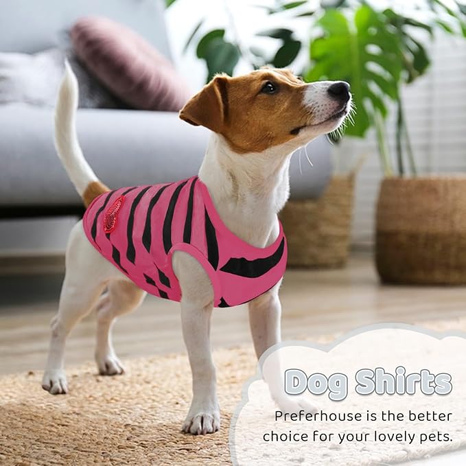 Dog Striped T-Shirts for Small Dogs Cats, Dog Vest Pet Apparel Tee Shirts Spring Summer Suitable for Small and Medium Large Pets French Bulldog Bichon, Rose S