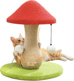 PETEPELA Flower Cat Tree for Indoor Cats, 31.5'' Small Cat Tower Cat Condo with Sisal Scratching Ramp+Mushroom Cat Scratching Post, Cat Scratcher Cute with 100% Sisal Covered Scratching Post
