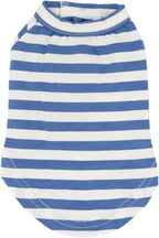 LOPHIPETS 100% Breathable Cotton Striped Dog Tee Shirt T-Shirt for Small Dogs Chihuahua Puppy Clothes -Blue and White Strips/XL