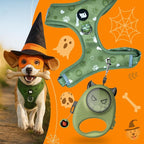 Haminway No-Pull Dog Harness for Medium Dogs – Reflective, Breathable Vest with Adjustable Chest & Neck Straps – Easy to Wear, Anti-Choke Harness for Safer Walks (Green, Size Medium)