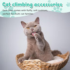 3 Set 18" Cat Tree Tower Replacement Parts Add ons Accessories Set Wicker Basket Beds Rattan Cat Tree Handwoven Rope Nest Bowl Screws Bottom Plate with Furry Balls and Soft Cushion