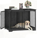 43.3" Dog Crate Furniture with Barn Door, Heavy Duty Dog Kennel Indoor with 2 Doors, Wooden Pet Cage End Table for Large Small Medium Dogs, Anti-Chew Anti-Escape, Black DFC92304B