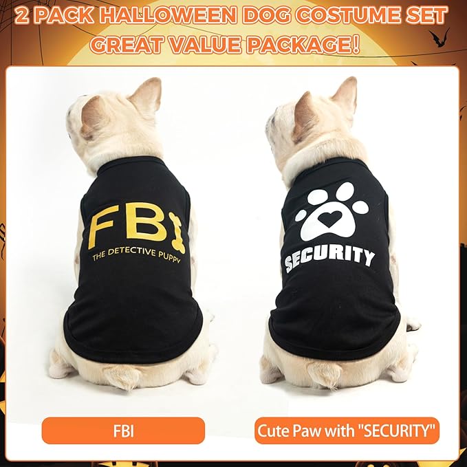 KOOLTAIL Small Dog Shirt, 2 Pack Soft & Lightweight Spring Cozy Cotton Security Dog Tshirt Vest for Small Medium Dogs,Pet Sleeveless Clothes Outfit for Boy Girl Puppy Cats Pitbull Bulldog Chihuahua, M