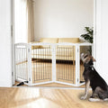 Dog Fence Indoor,Dog Gate Indoor for Doorway pet gate -4-Panel Freestanding, Hallways, House or Stairs -80x32-Inch Retractable Foldable Expandable Wood Pet by SFJC (White)