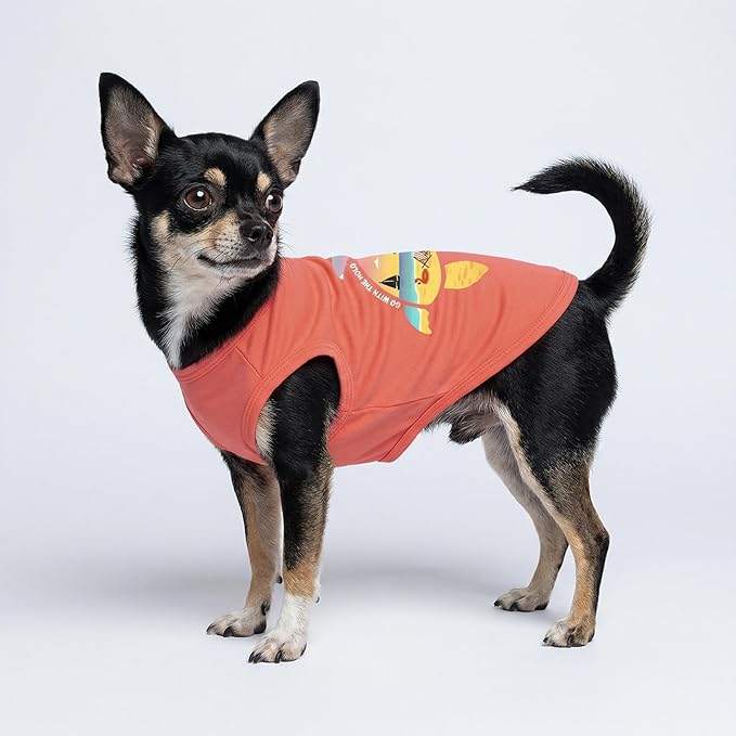 Fitwarm Hawaiian Sea Turtle Dog Shirt, Tropical Summer Clothes for Small Dogs Boy Girl, Funny Pet Outfit, Orange, Large