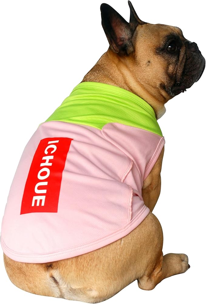 iChoue 3pcs French Bulldog Summer Cooling Shirt for Dogs UV Sun Protection Vest Sleeveless Breathable Tank Top English Pug Pink Green Purple Turquoise Rose - Medium