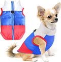 Idepet Pet Dog Cat Coat with Leash Anchor Color Patchwork Padded Puppy Vest Jacket Teddy Chihuahua Costumes Pug Cloth XS S M L(XX-Large,Red)