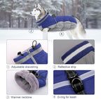 Lelepet Dog Coat Warm Dog Winter Coat Waterproof Dogs Jacket with Harness Built in Reflective Pet Fleece Vest Zip-Up Cold Weather Coats for Large Dogs Turtleneck & Windproof Coats Boston Terrier Blue