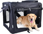 JESPET Soft Dog Crates Kennel for Pets, 3 Door Soft Sided Folding Travel Pet Carrier with Straps and Fleece Mat for Dogs, Cats (Graphite Black, X-Large(36" L x 24" W x 27" H))