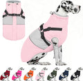 AOFITEE Dog Coat, Large Dog Jacket, Dogs Coat with Harness Built in, Reflective Waterproof Dogs Jackets Winter with Furry Collar, Warm Polar Fleece Pet Sweater Snowsuit for Doberman, Great Dane XXXL