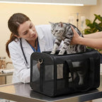 Cat Carrier Airline Approved, Soft-Sided Dog Carrier with Inner Safety Leash, Pet Transport Carrier for Small-Medium Cats Puppies up to 15 Lbs,Travel Kitten Carrier Bag -Turquoise,M