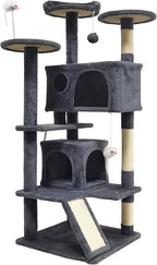 53-inch Cat Tree Tower for Indoor Cats,Cat Tree House Cat Furniture with Sisal Scratching Post,2 Cat Caves,Dangling Toys