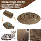Kitty kurlz Magic Organ Cat Scratching Board with 2 Bell Ball,Foldable Accordion Kitty Curls Cat Scratcher,Corrugated Cardboard Scratching Pad,Blue Big Fish