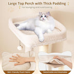 63" Tall Wooden Cat Tree, Indoor Kitten Tower with 2-Story Condo, Plush Padded Top Perch, Sisal Scratching Posts & Mat, Dangling Ball, Multi-Level Climbing Stand, Modern Indoor Pet Furniture